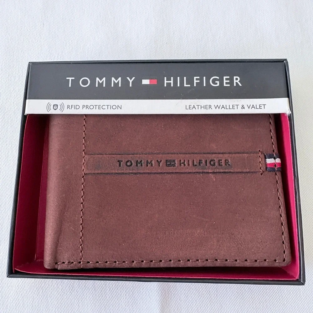 Tommy Hilfiger Bifold Wallet NS Brown Leather RFID Protection Boxed